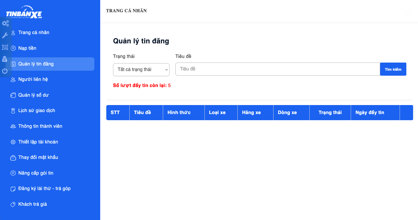 quản lý nội dung tin đăng